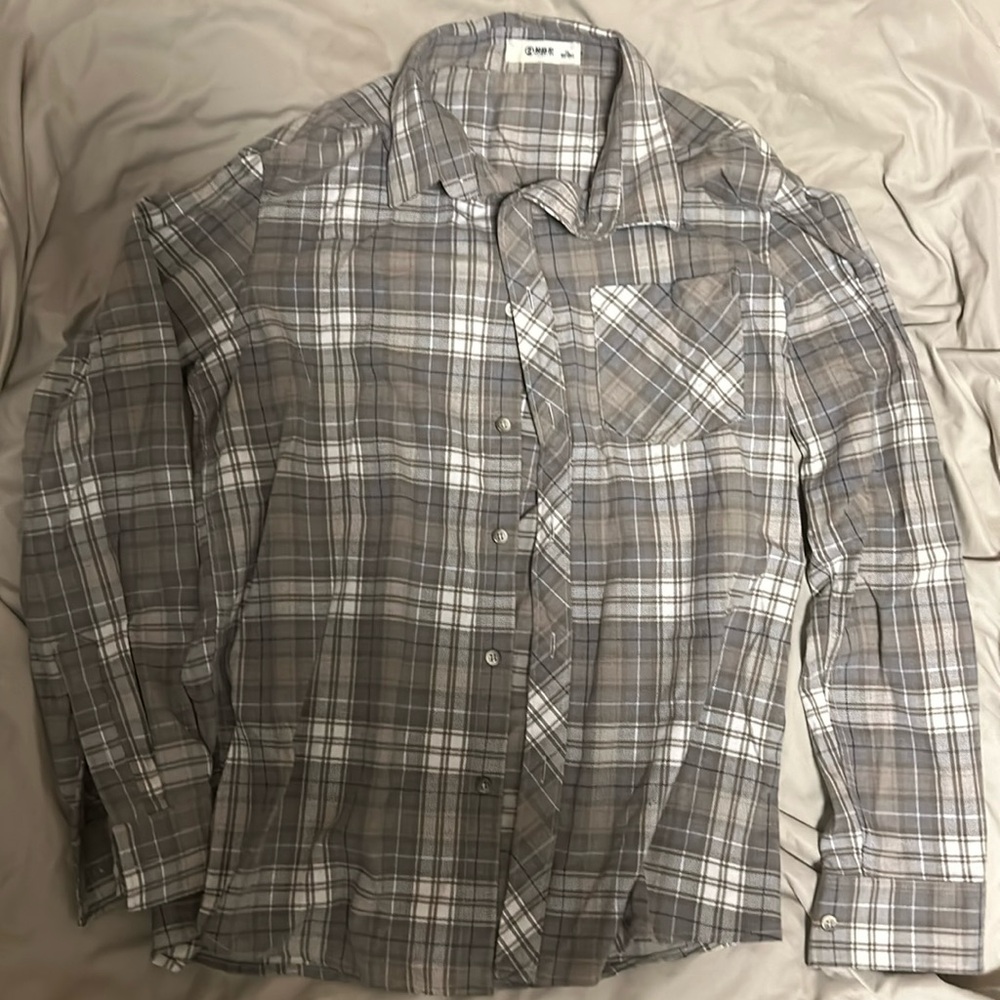 Grey and white flannel shirt